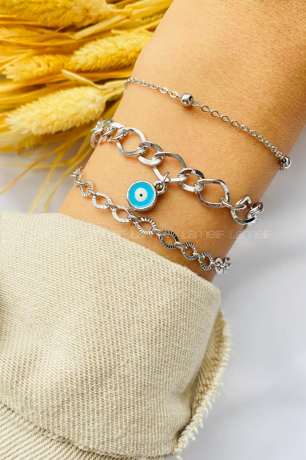 Silver-8 Belted Gold Straight Wristband