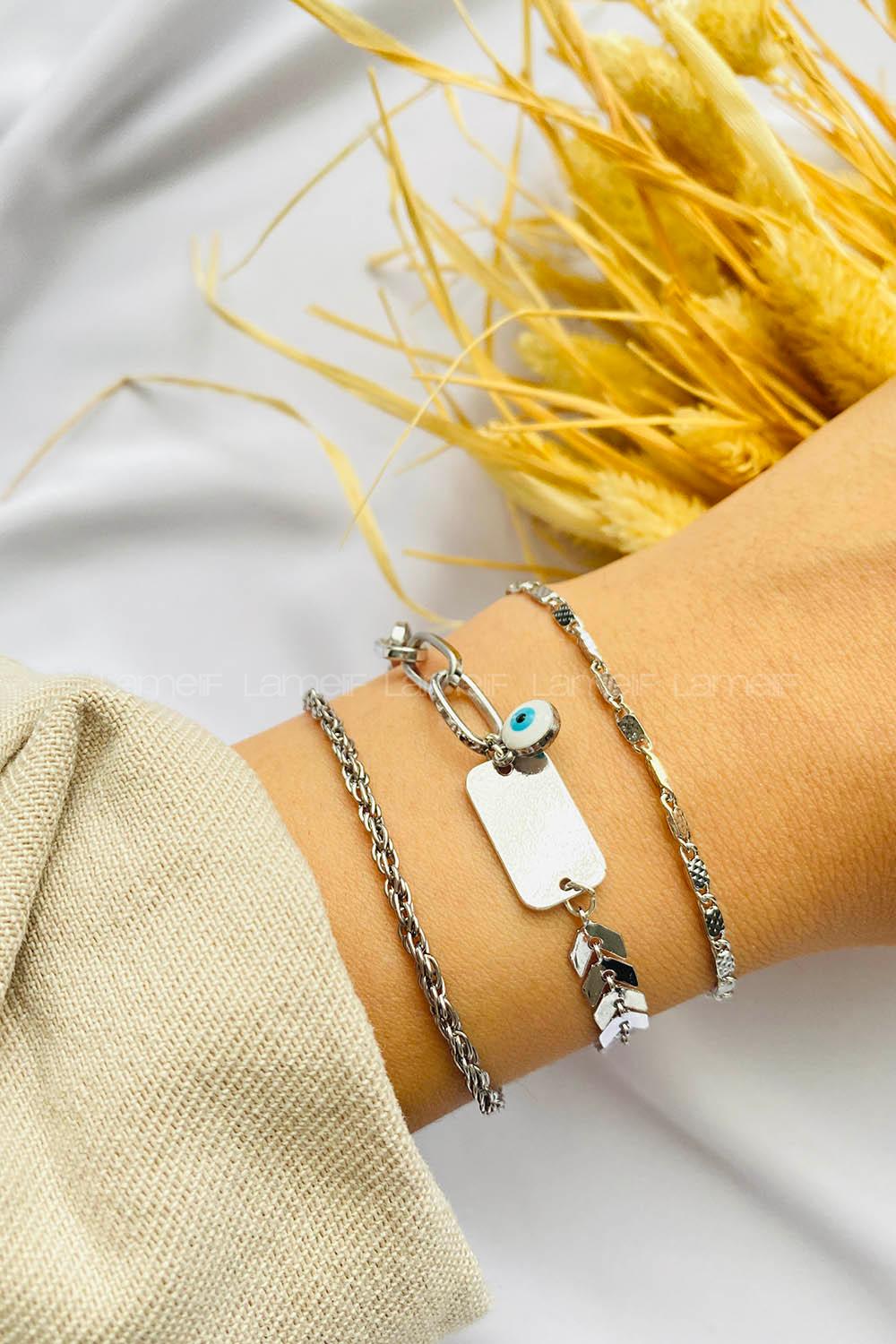 Silver-4 Belted Gold Straight Wristband