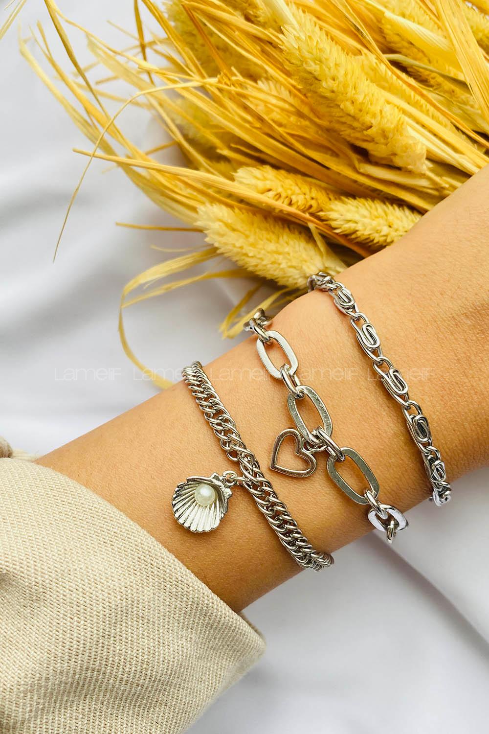 Silver-1 Belted Gold Straight Wristband