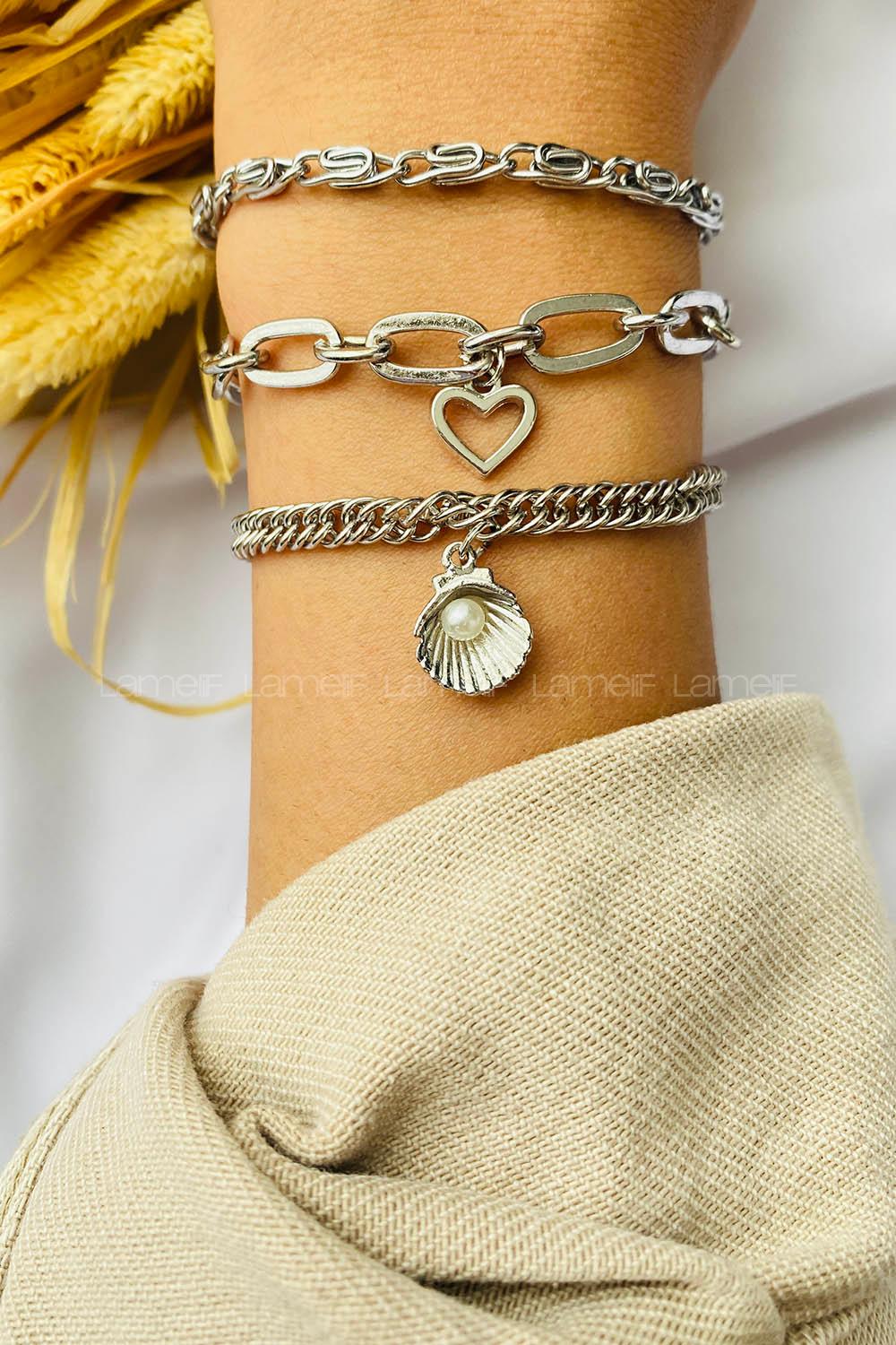 Silver-1 Belted Gold Straight Wristband