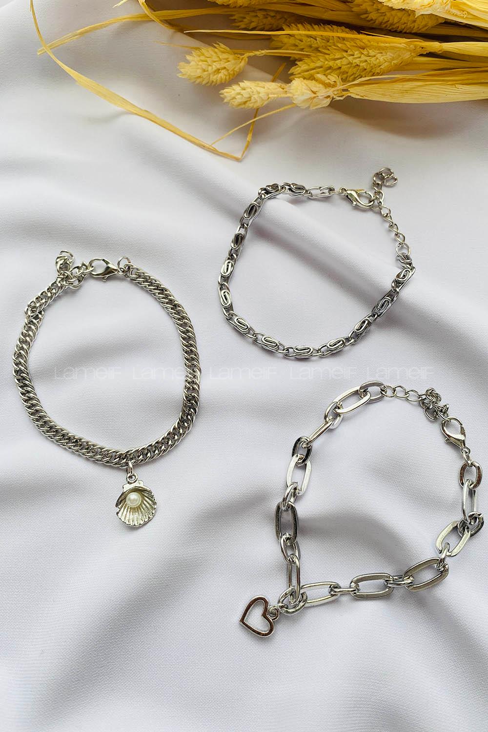 Silver-1 Belted Gold Straight Wristband