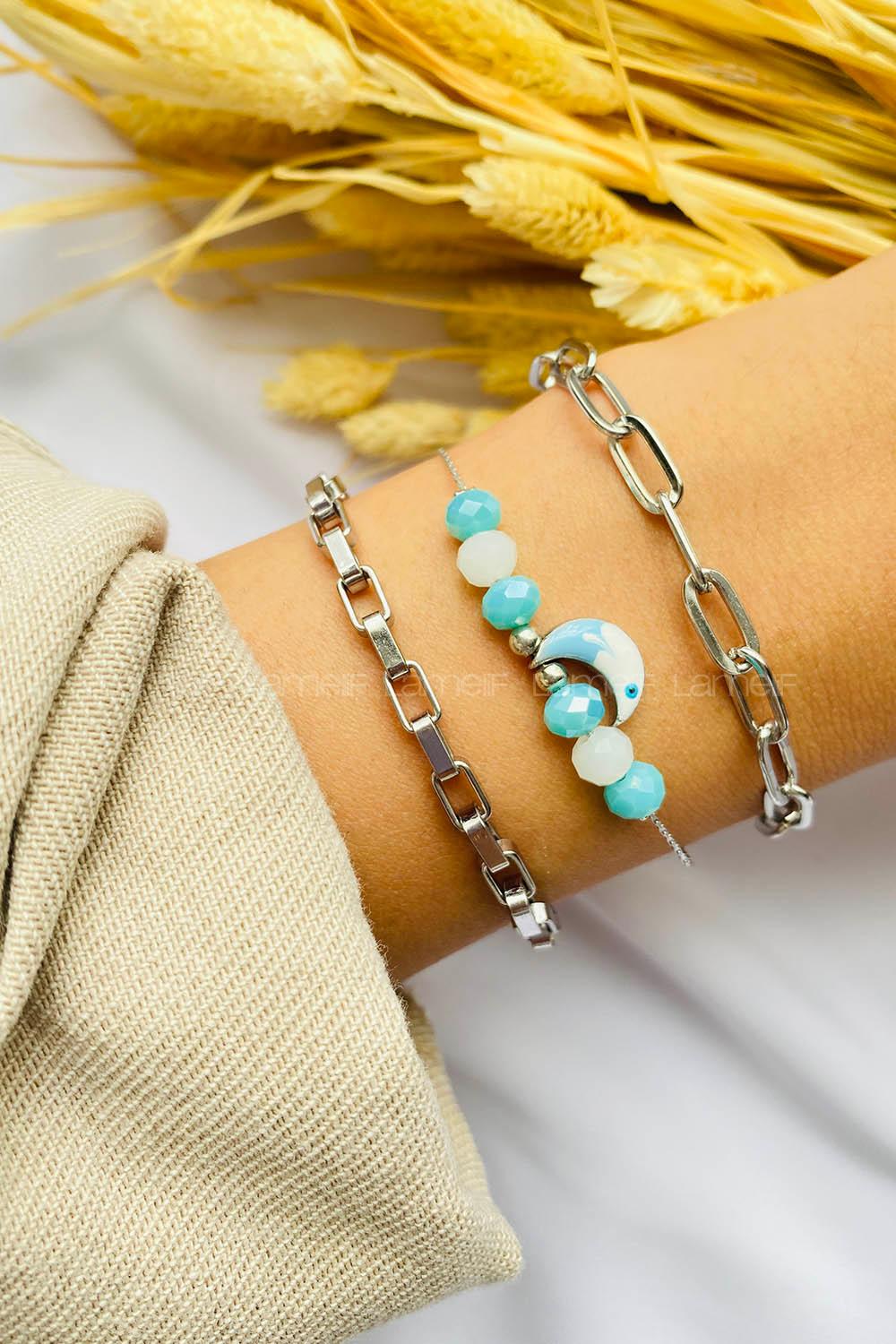 Silver2 Belted Gold Straight Wristband