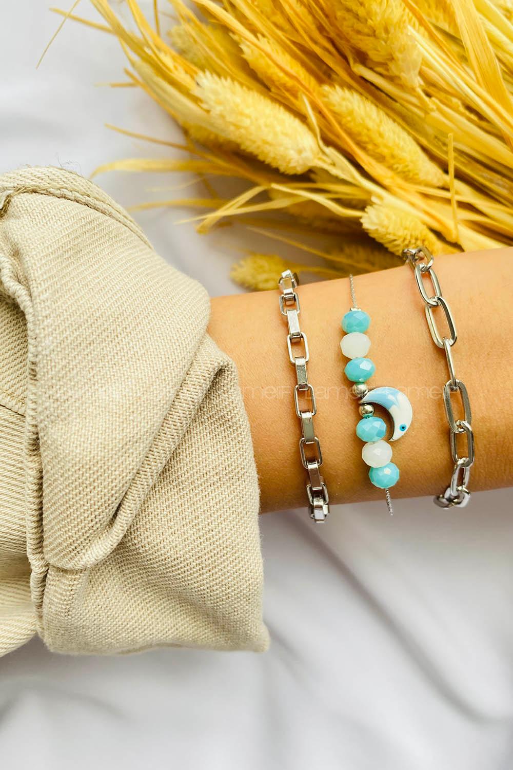 Silver2 Belted Gold Straight Wristband