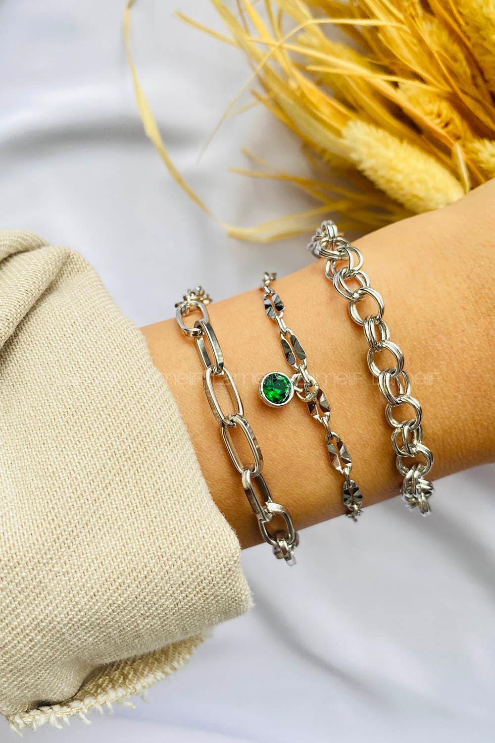 Silver-7 Belted Gold Straight Wristband