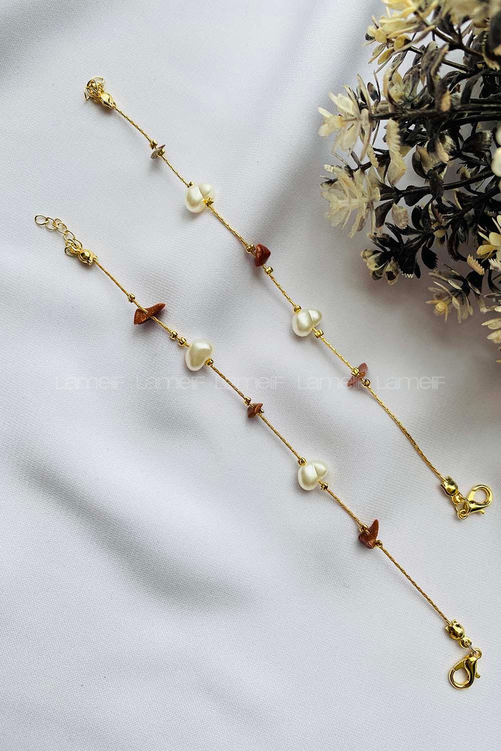 Brown Belted Gold Straight Wristband