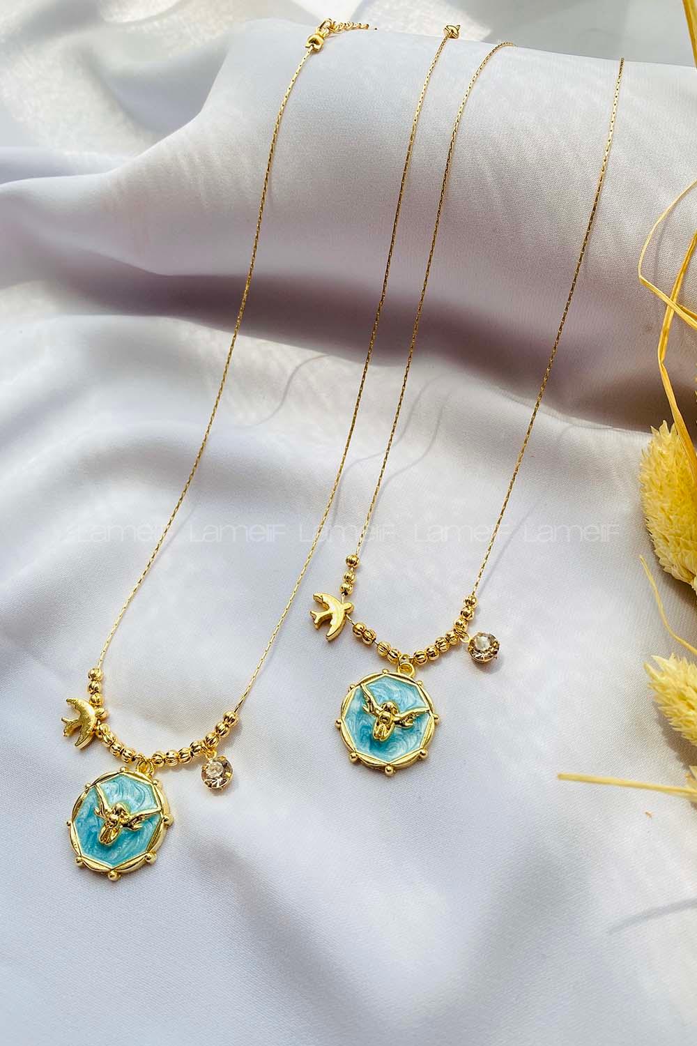 Blue Gold Straight Necklace