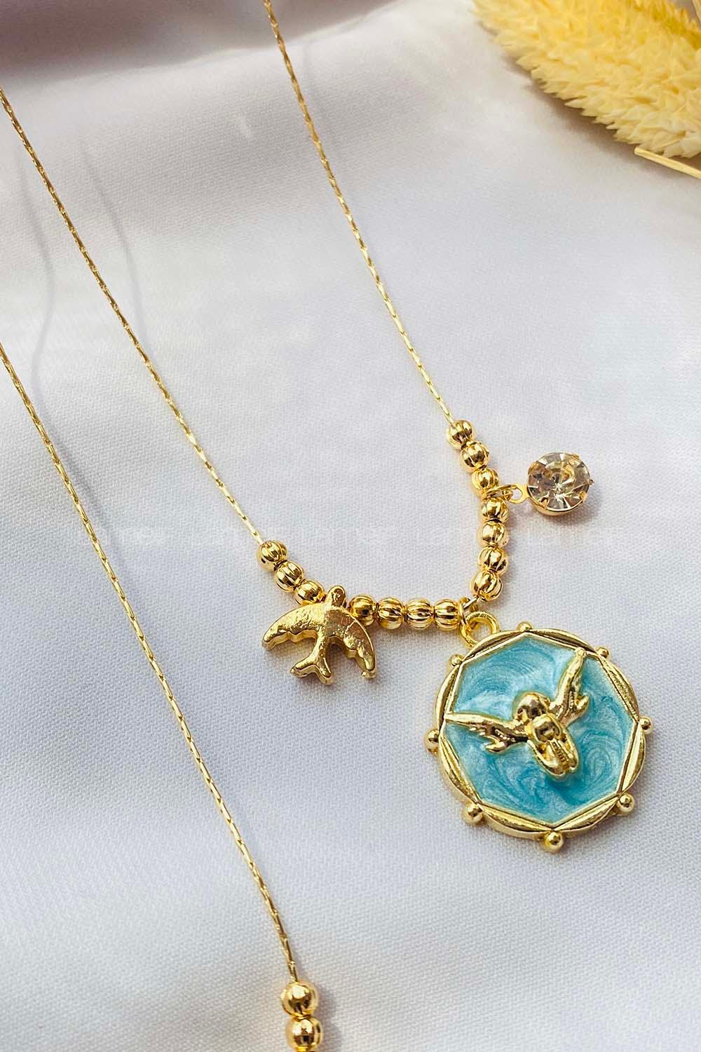 Blue Gold Straight Necklace