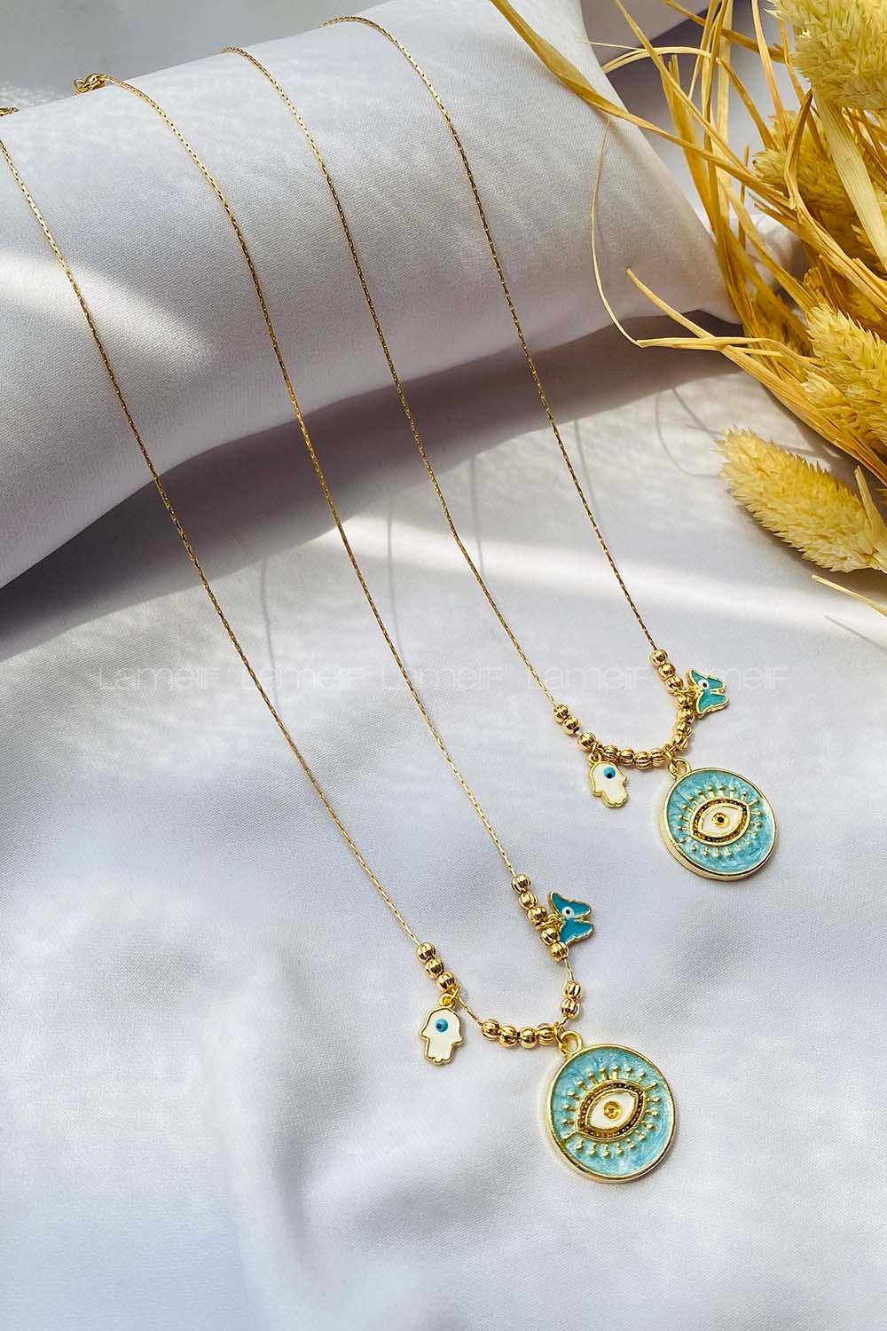 Blue Gold Straight Necklace