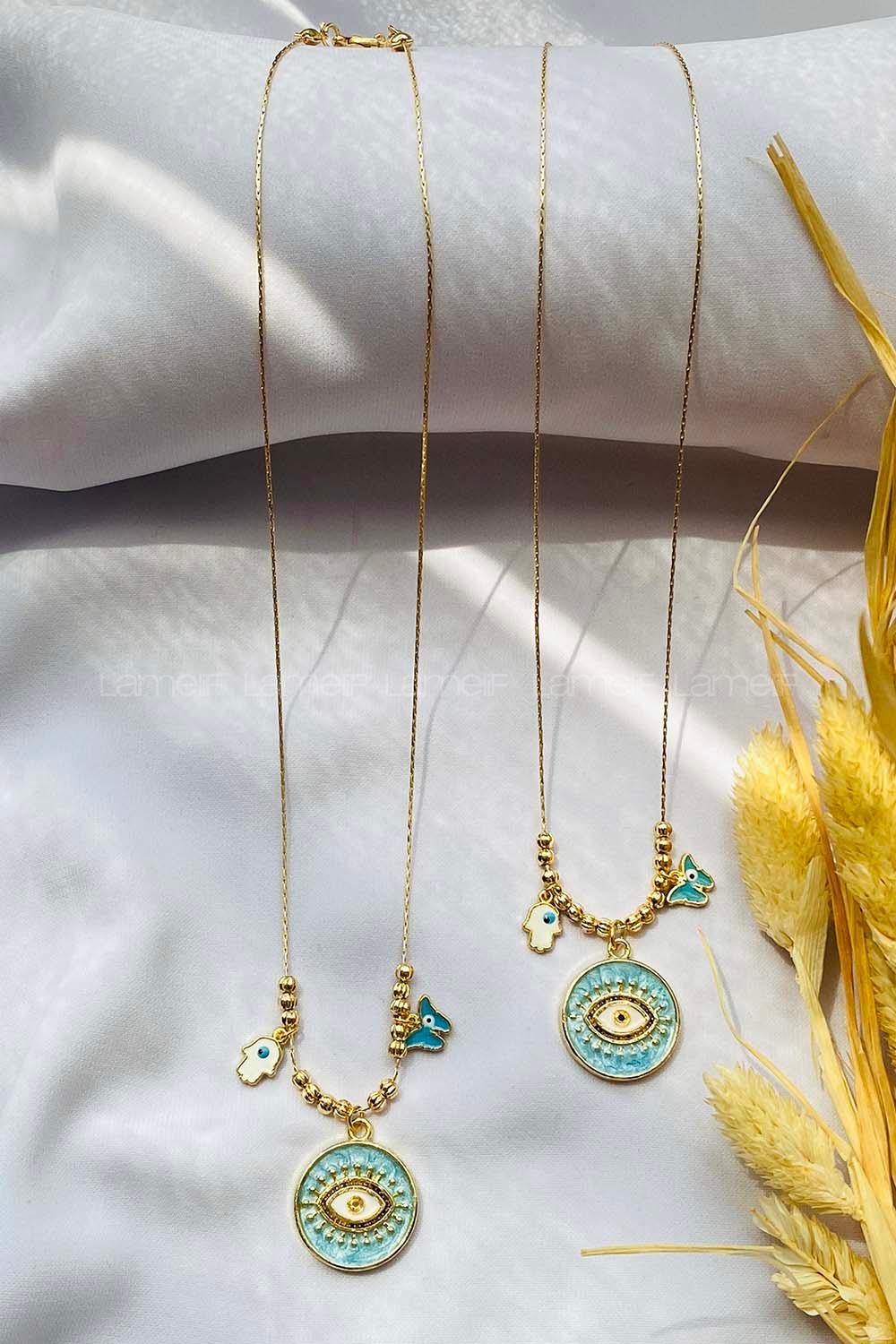 Blue Gold Straight Necklace