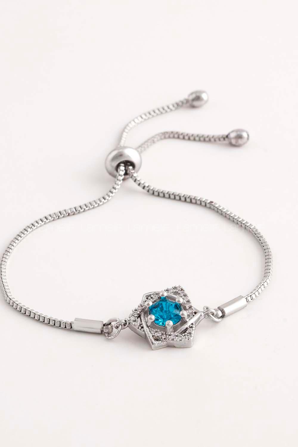 Blue Buckle Silver Drop Wristband