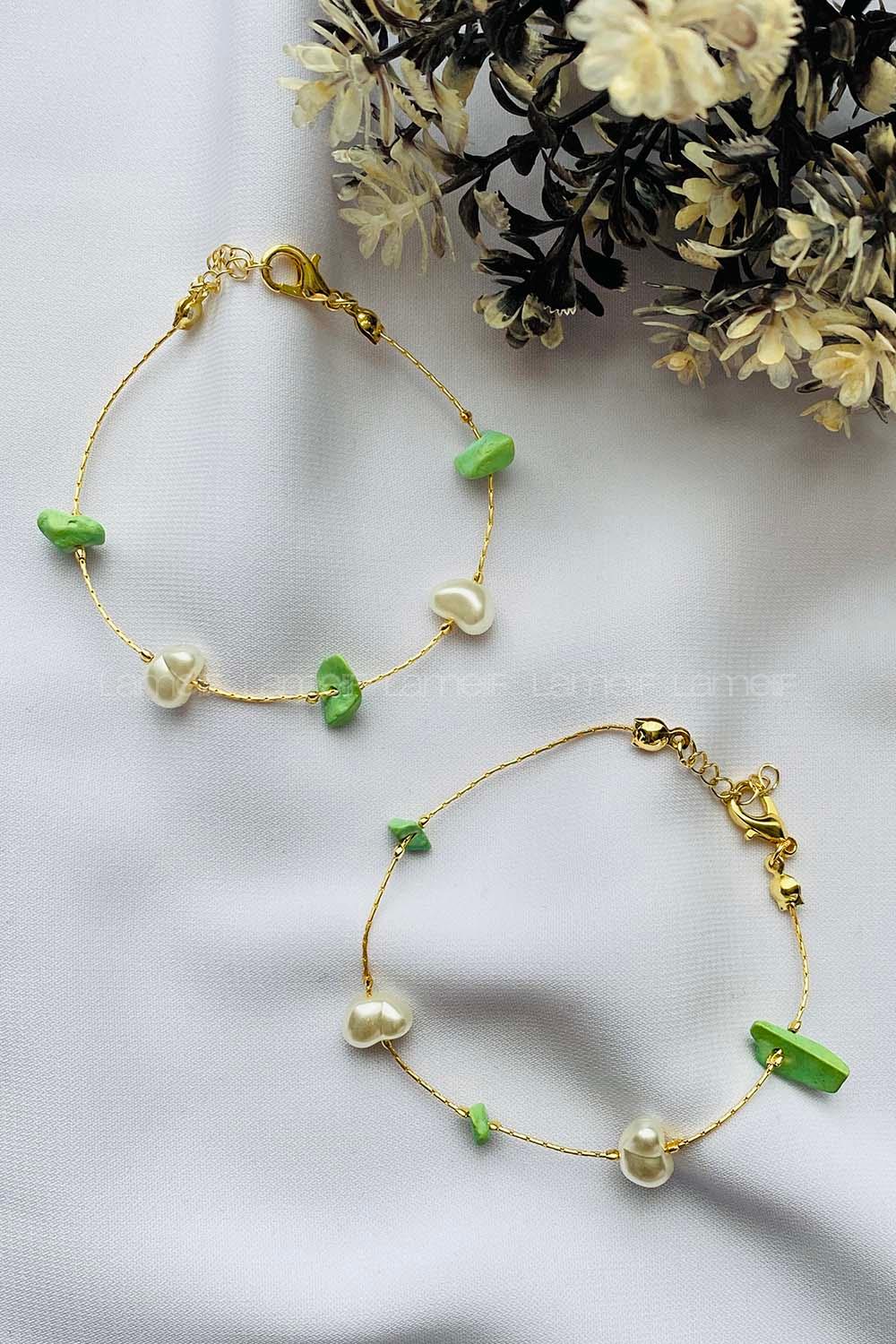 Green Belted Gold Straight Wristband