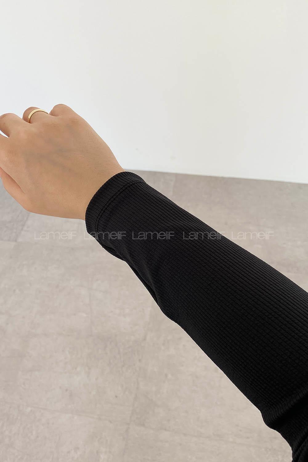 Lamelif Bisiklet Yaka Kaşkorse Body Siyah