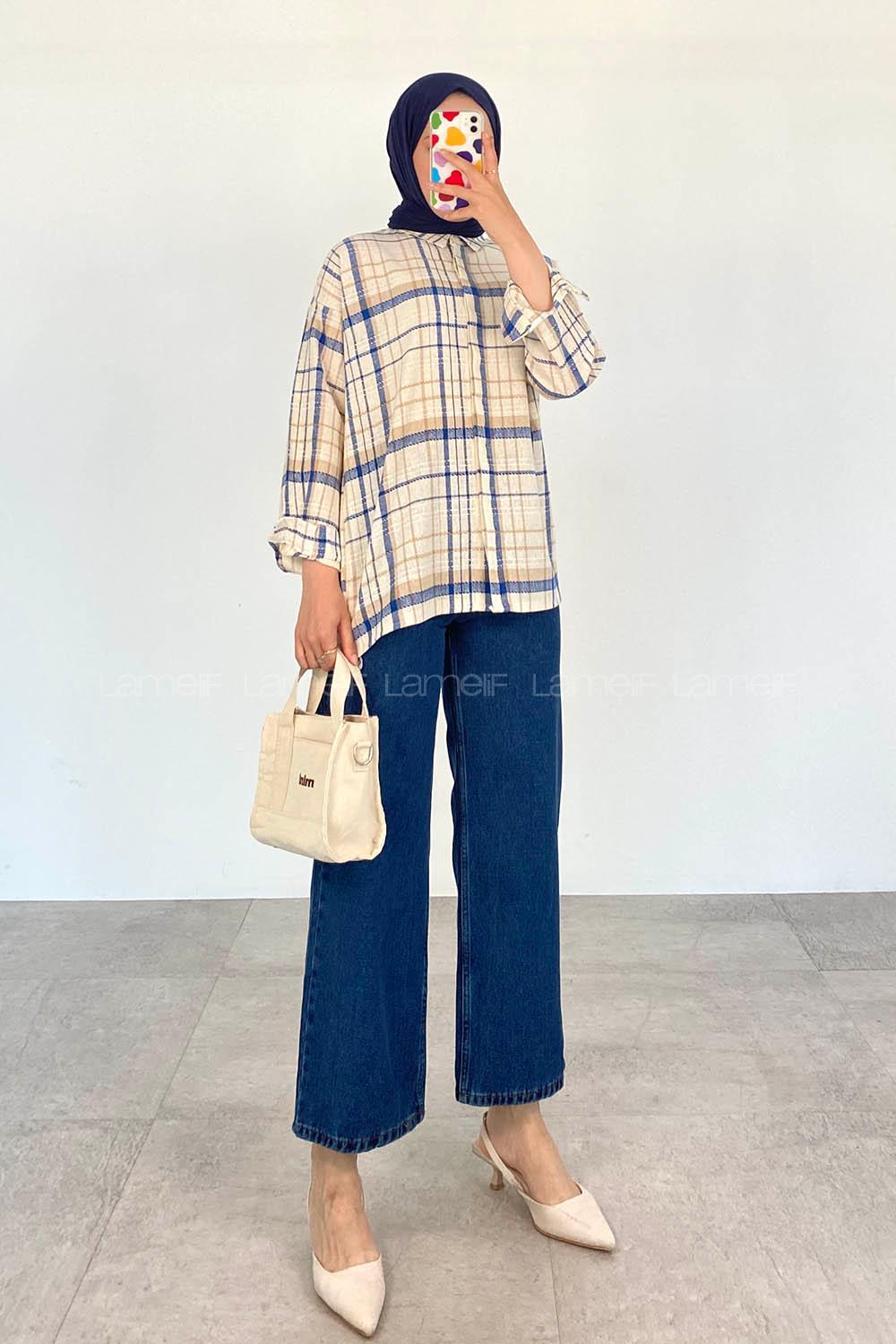 Saxe Shirt Collar Long Arm Linen Printed Shirt