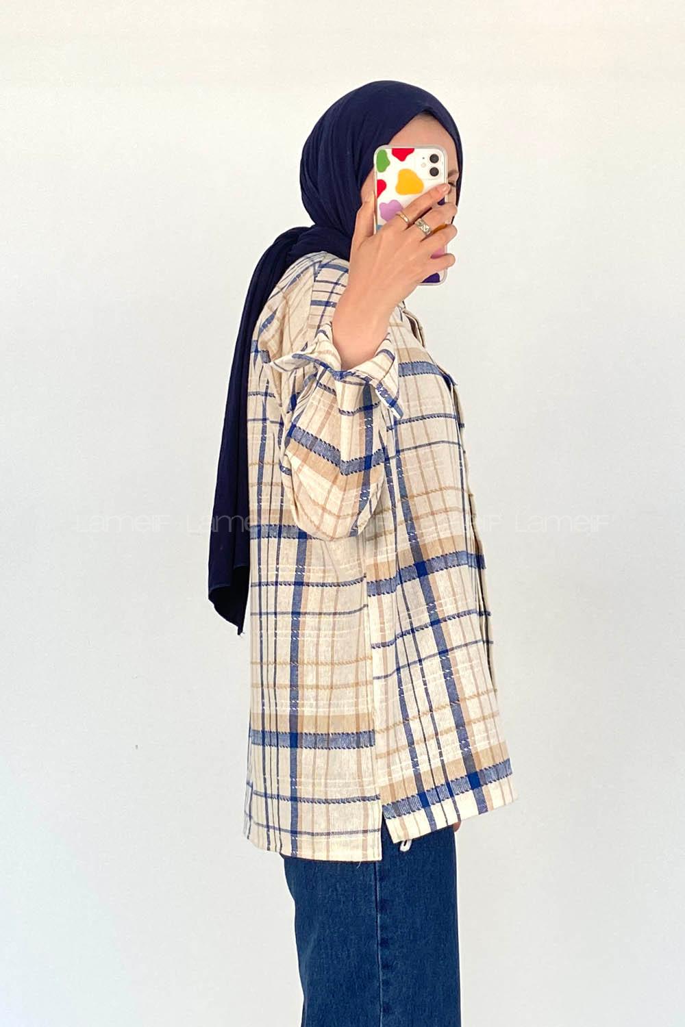 Saxe Shirt Collar Long Arm Linen Printed Shirt