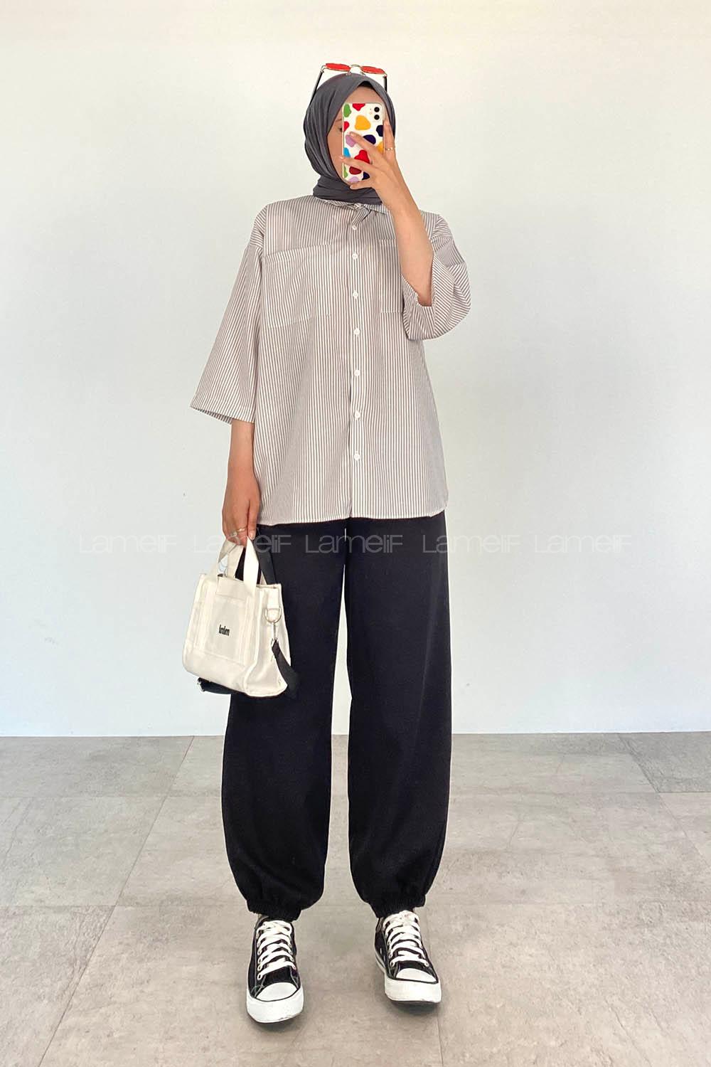 Gray Shirt Collar Half Arm Arm Viscose Fabric Printed Shirt