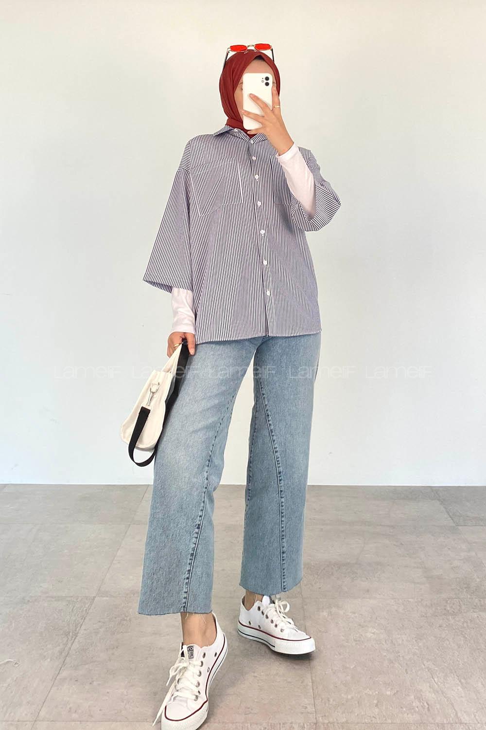 Blue Shirt Collar Half Arm Arm Viscose Fabric Printed Shirt