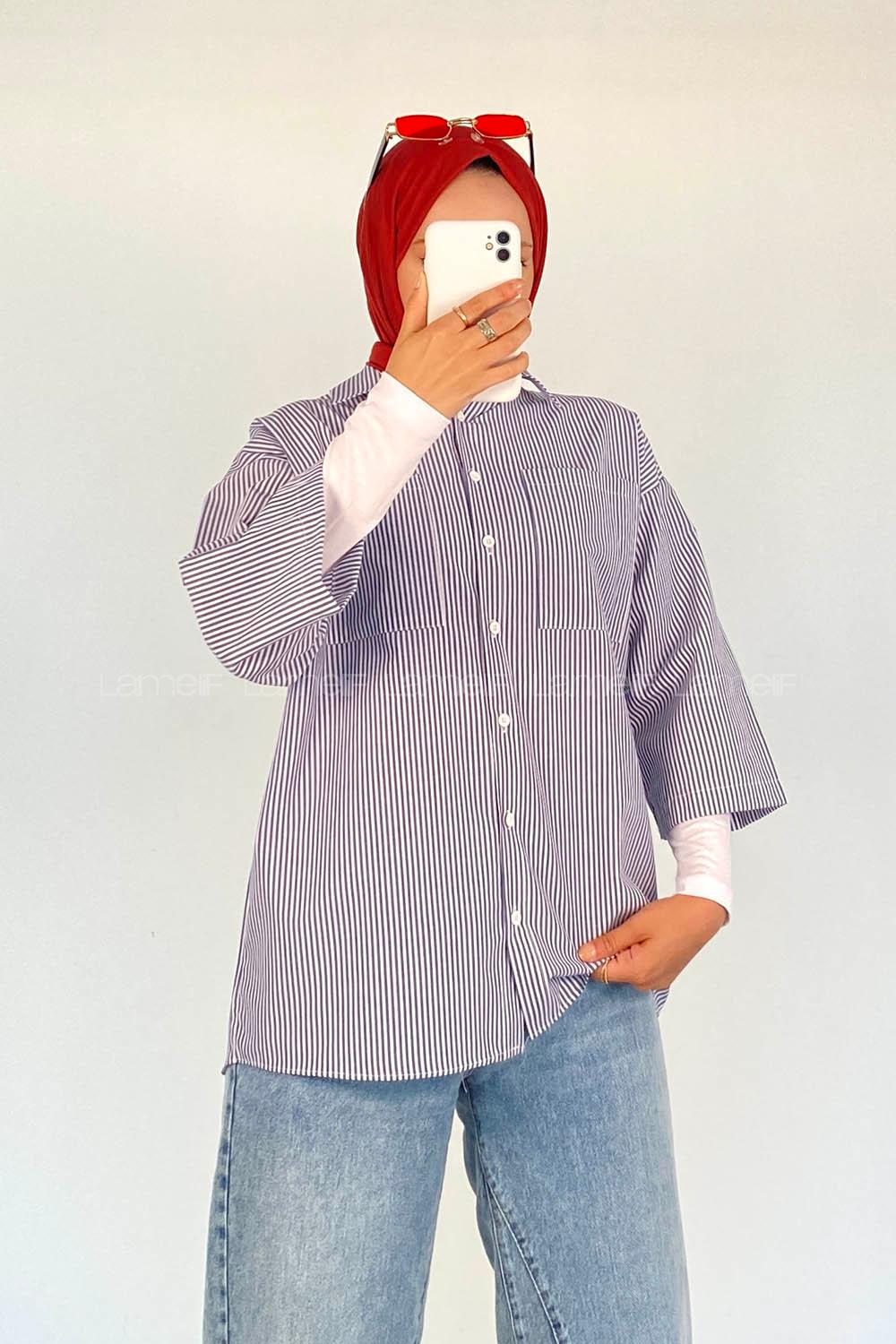 Blue Shirt Collar Half Arm Arm Viscose Fabric Printed Shirt