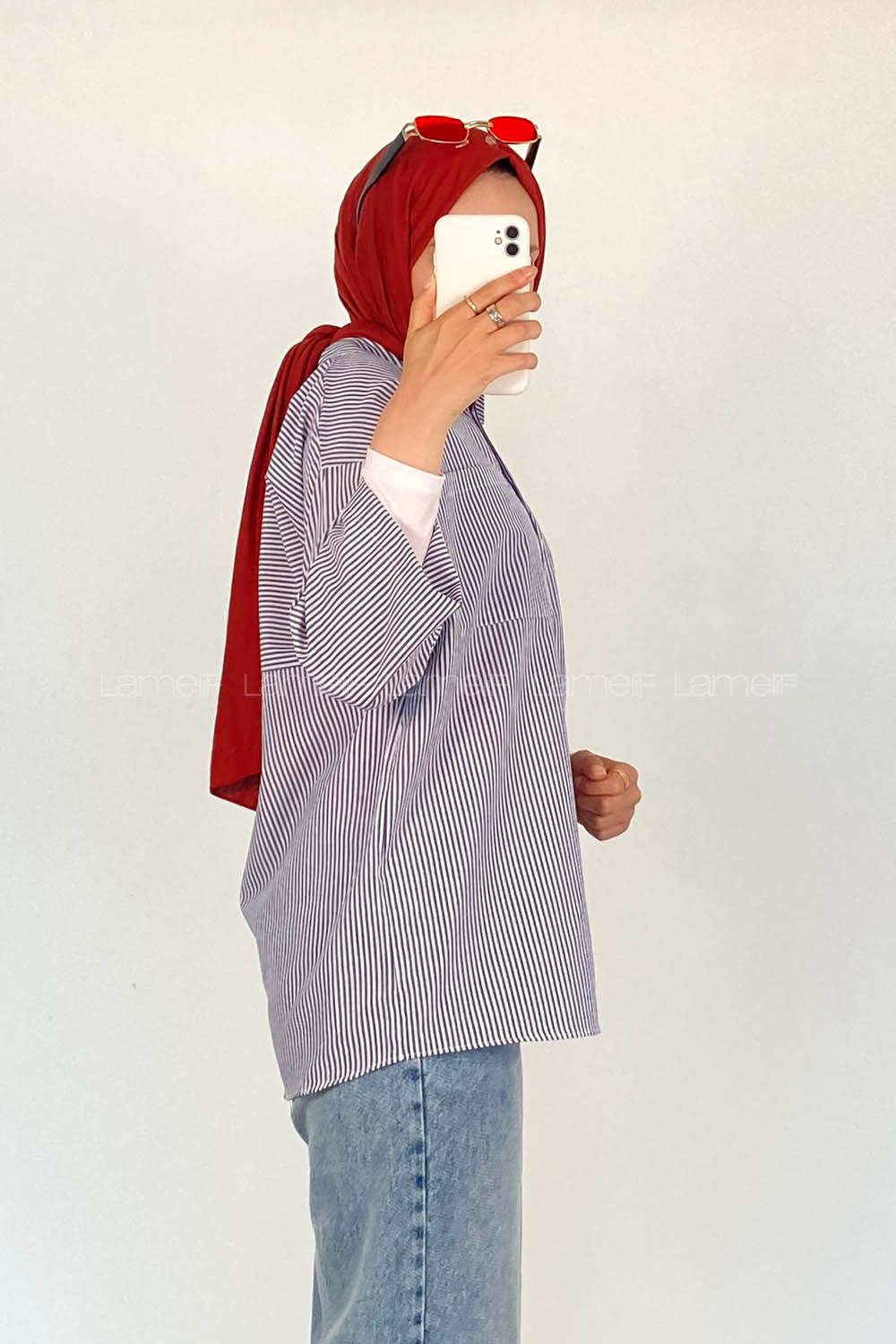 Blue Shirt Collar Half Arm Arm Viscose Fabric Printed Shirt