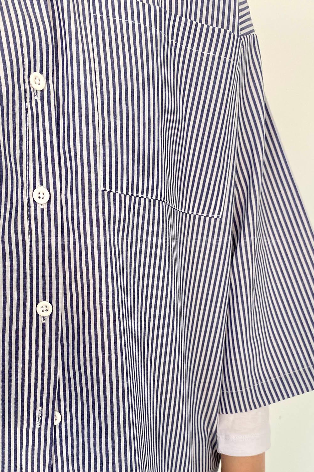 Blue Shirt Collar Half Arm Arm Viscose Fabric Printed Shirt