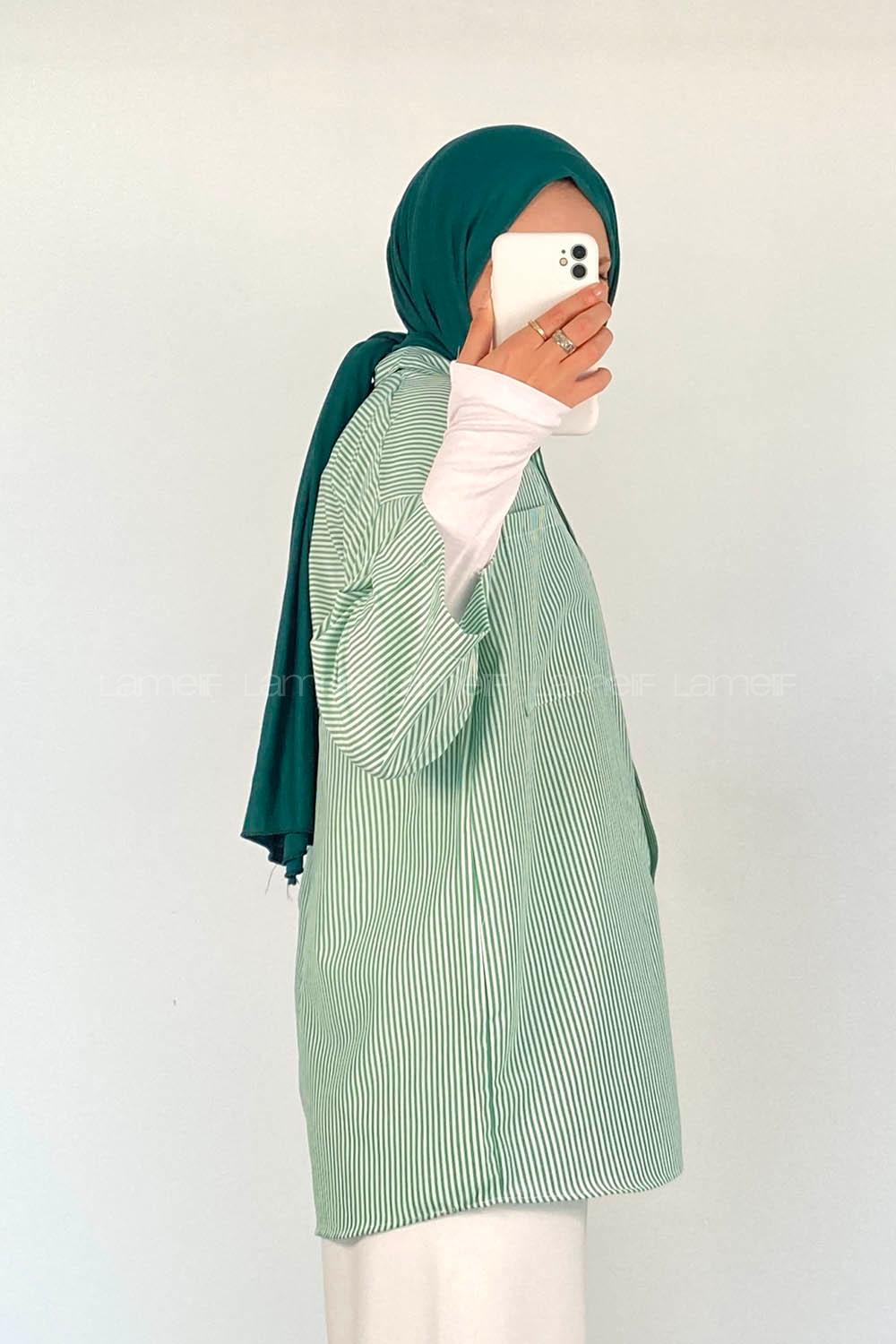 Green Shirt Collar Half Arm Arm Viscose Fabric Printed Shirt