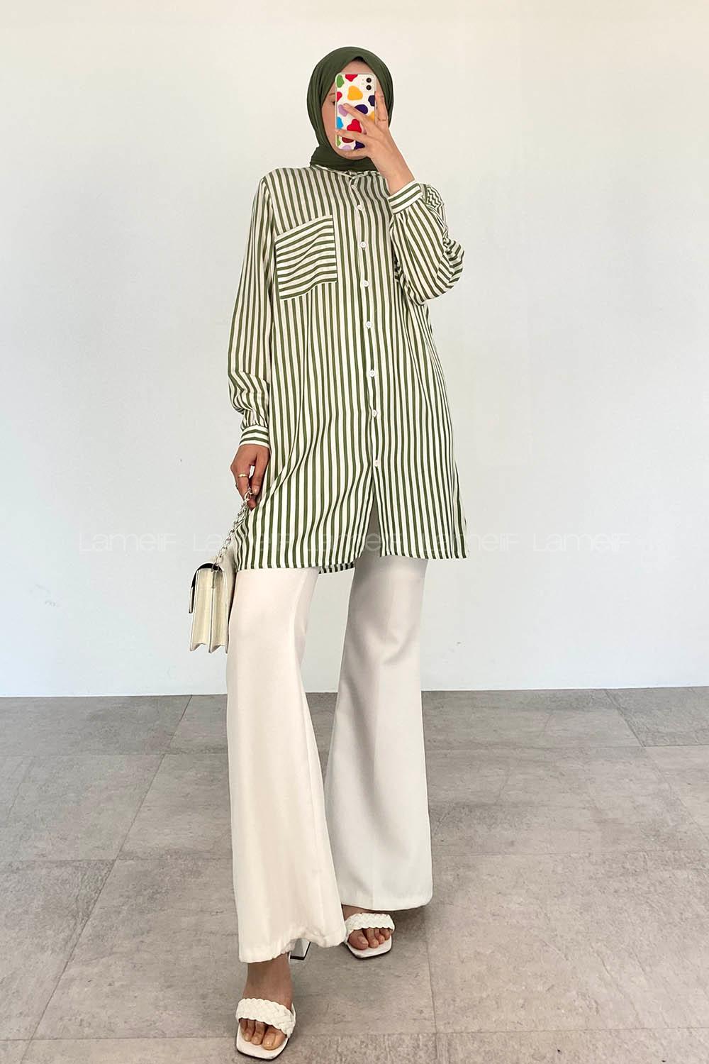 Grassgreen Shirt Collar Long Arm Viscose Fabric Unprinted Shirt