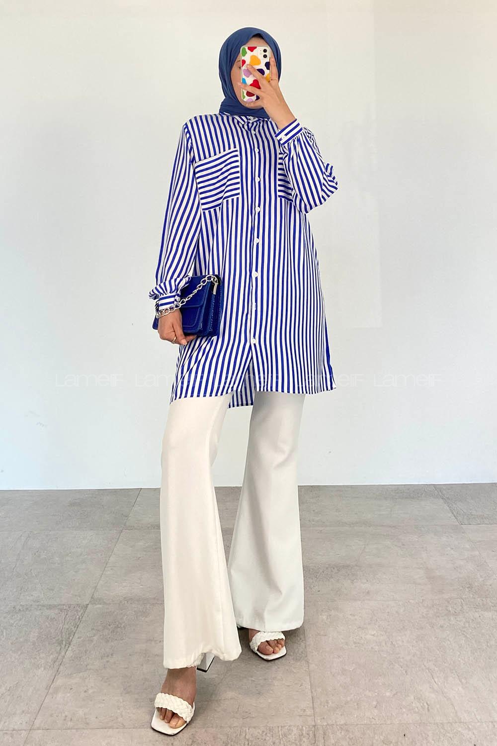 Saxe Shirt Collar Long Arm Viscose Fabric Unprinted Shirt