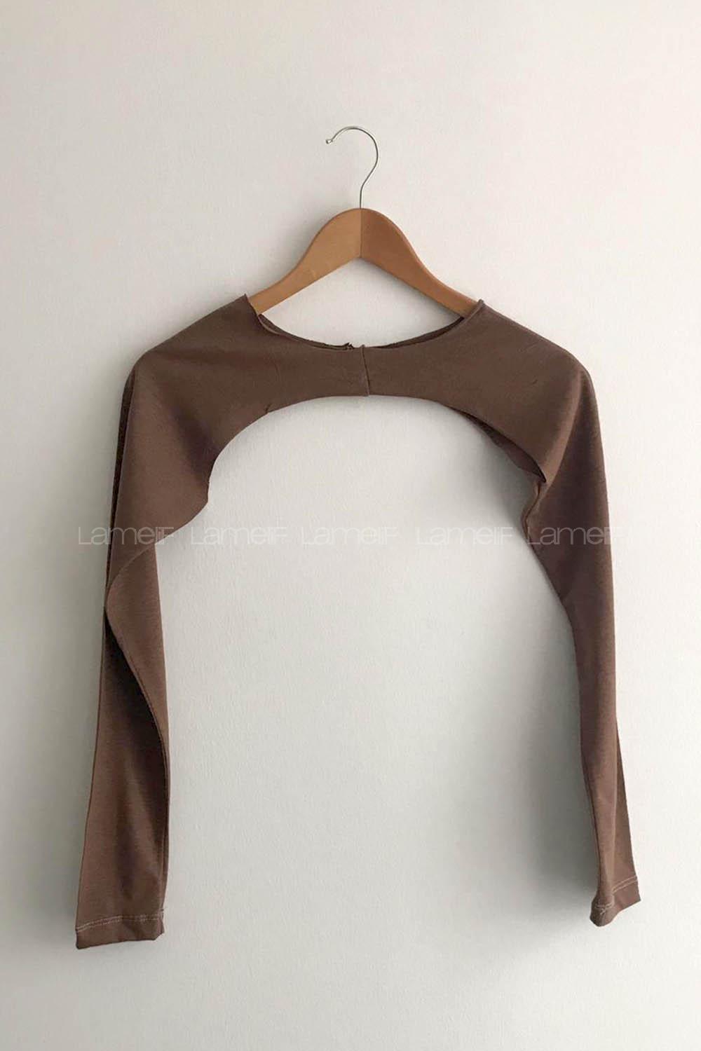 Bitter Brown Medium Crew Neck Long Arm Unprinted Oversleeve