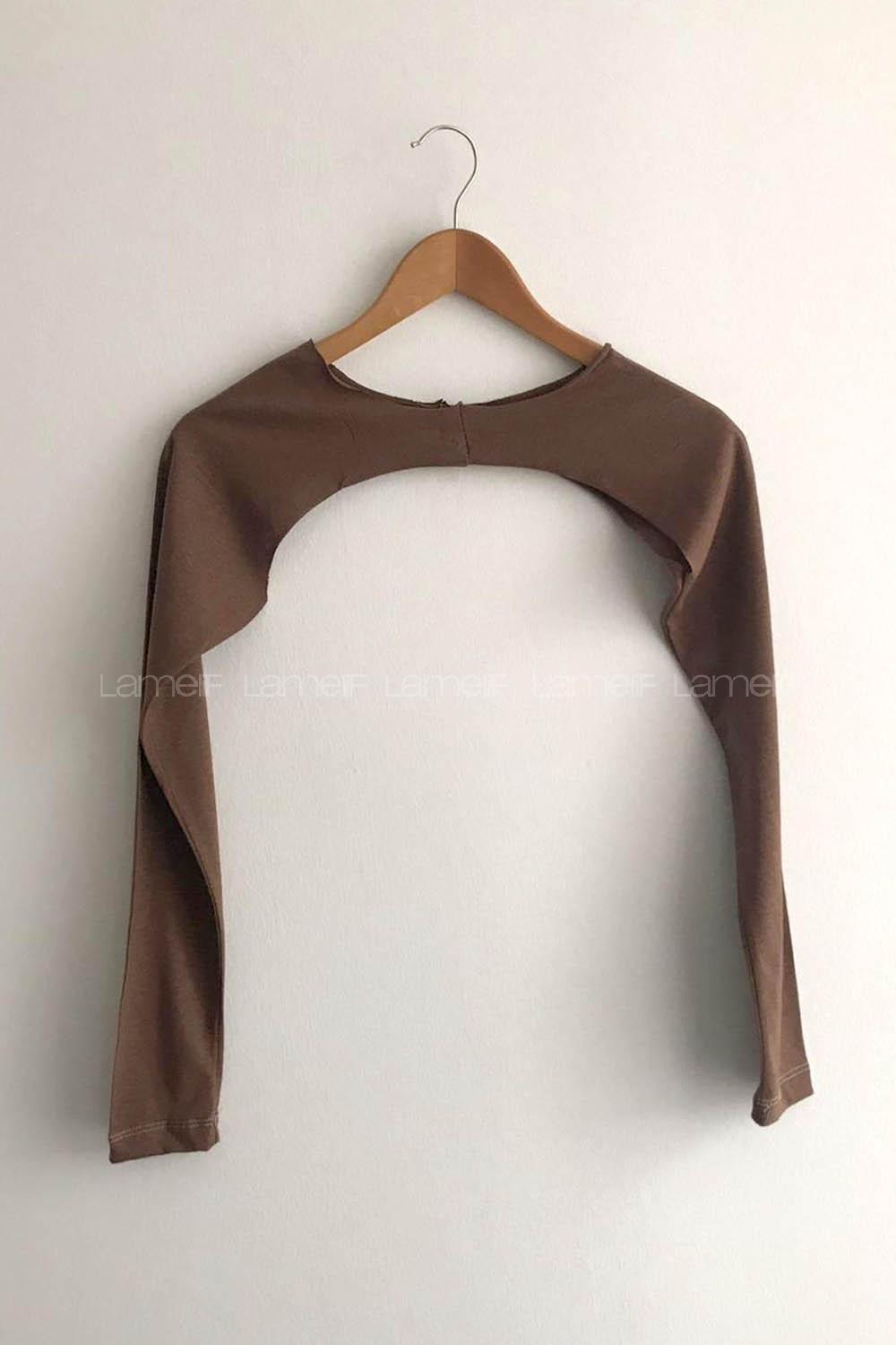 Bitter Brown Medium Crew Neck Long Arm Unprinted Oversleeve