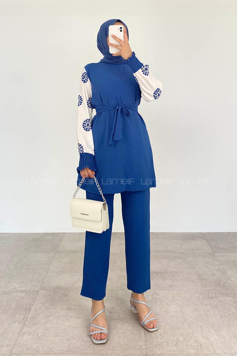 Indigo Crew Neck Long Arm Without Accessories Ayrobin Regular Trousers Comfortable Suit