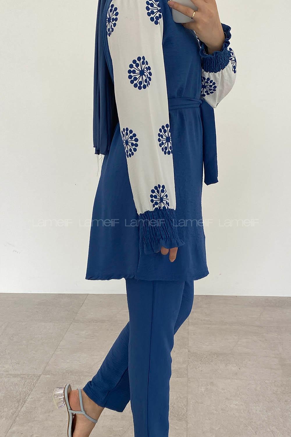 Indigo Crew Neck Long Arm Without Accessories Ayrobin Regular Trousers Comfortable Suit