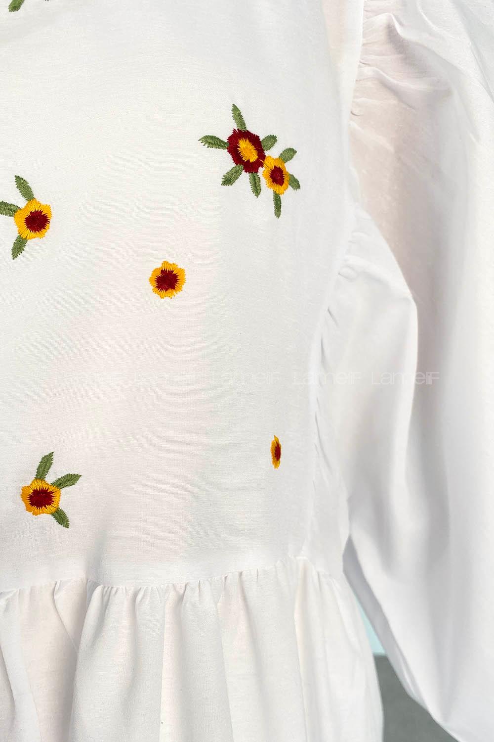 White Crew Neck Cotton Unprinted Dresess