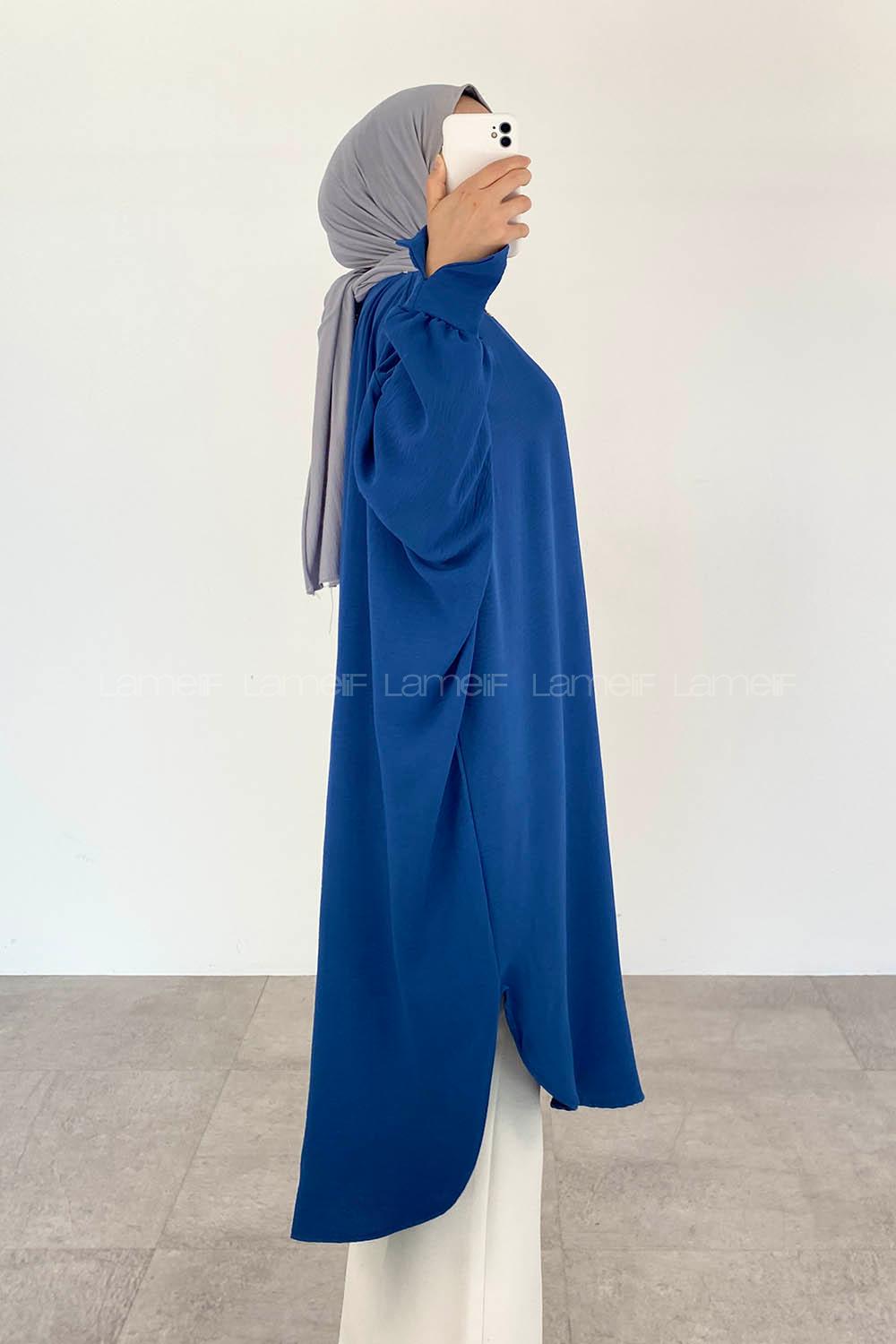 Indigo Crew Neck Ayrobin Unprinted Tunic