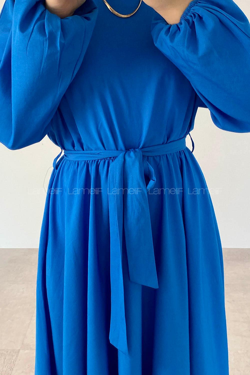 Saxe Medium Crew Neck Linen Unprinted Dresess