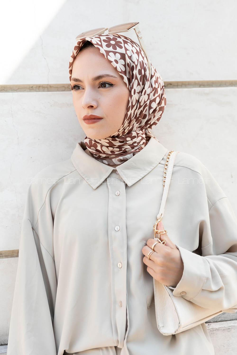 Brown Cotton Fabric Straight Shawl