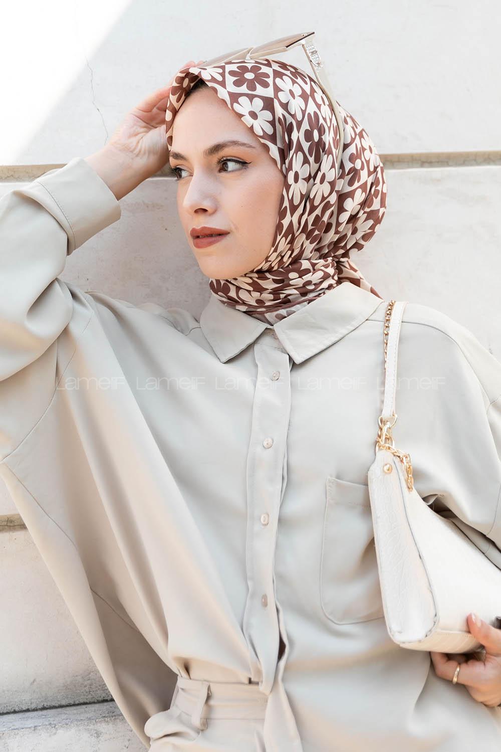 Brown Cotton Fabric Straight Shawl