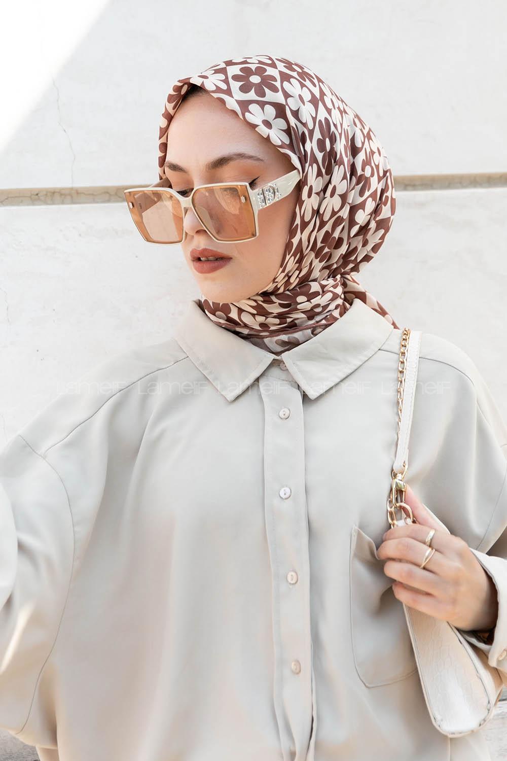 Brown Cotton Fabric Straight Shawl