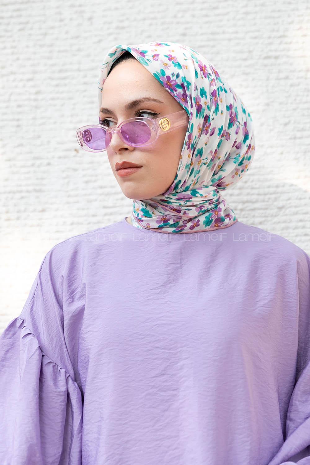 Violet Color Cotton Fabric Straight Shawl