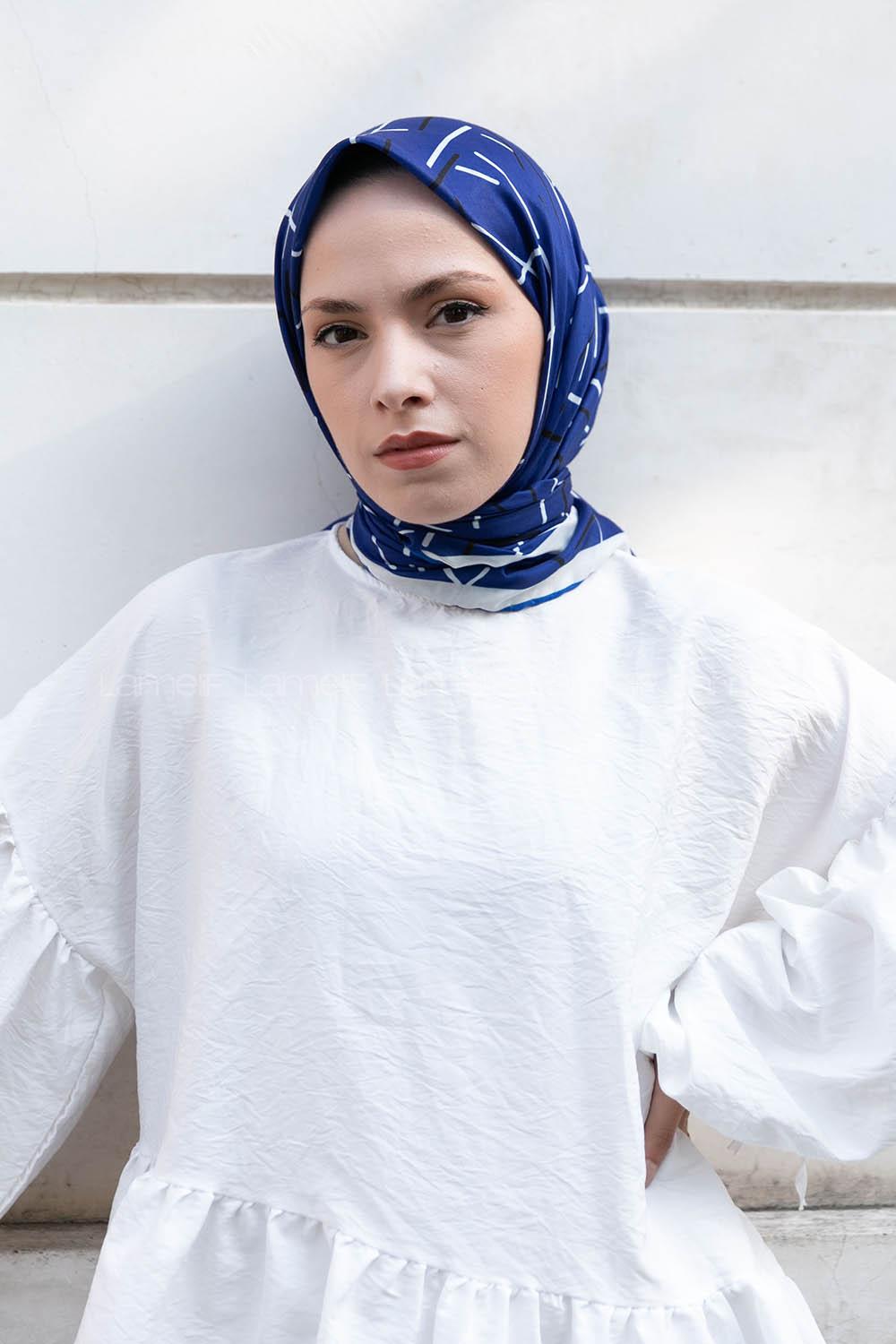 Sax Cotton Fabric Straight Shawl