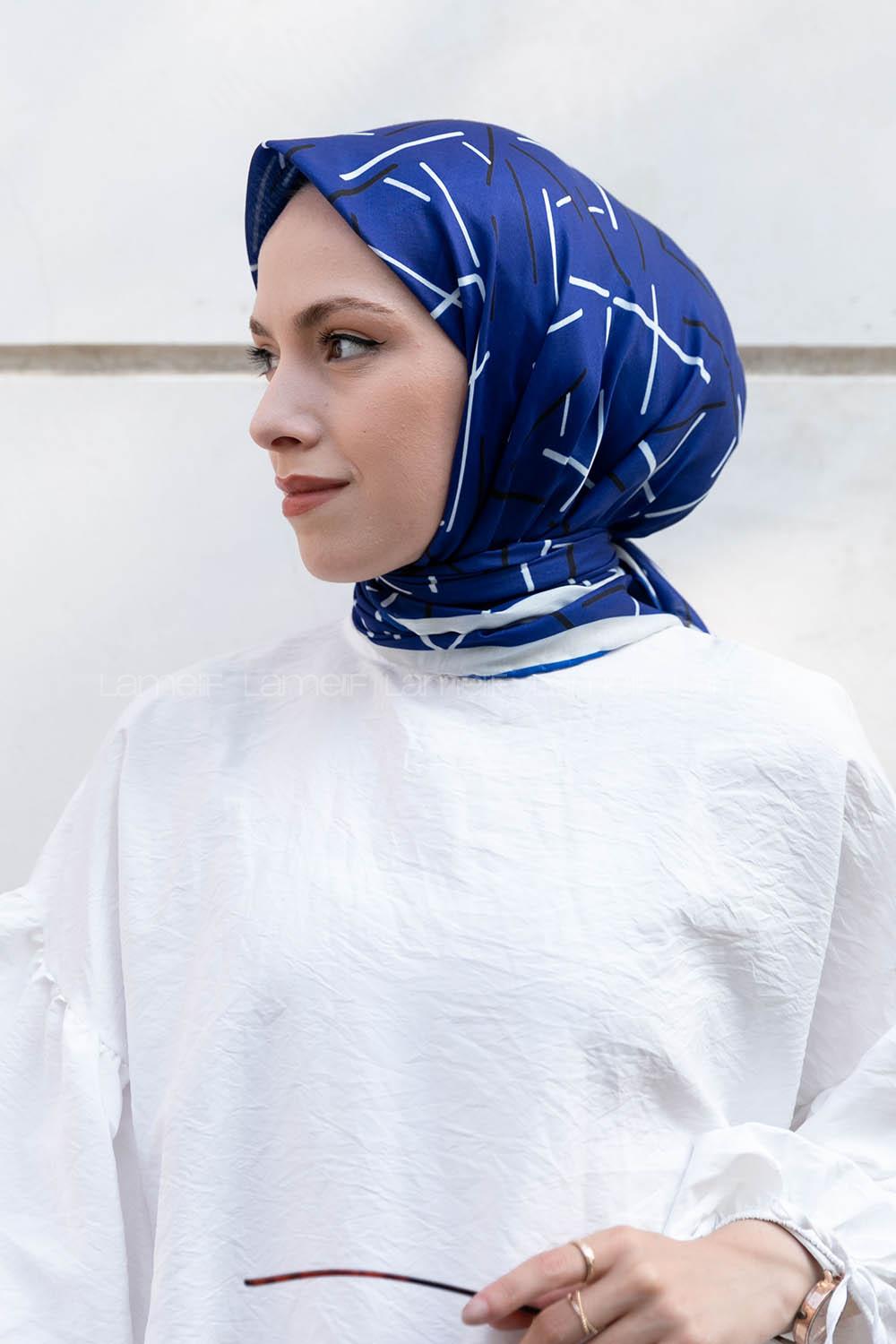 Sax Cotton Fabric Straight Shawl