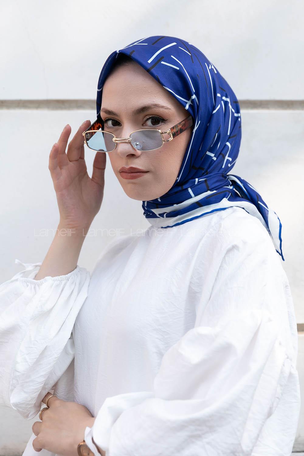 Sax Cotton Fabric Straight Shawl