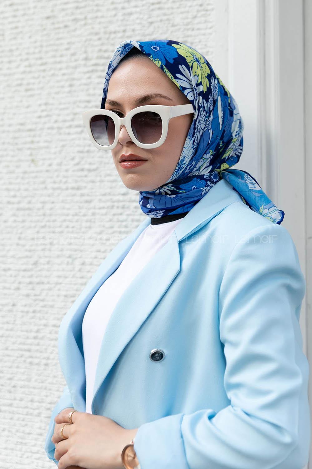 Saxe Cotton Fabric Straight Shawl