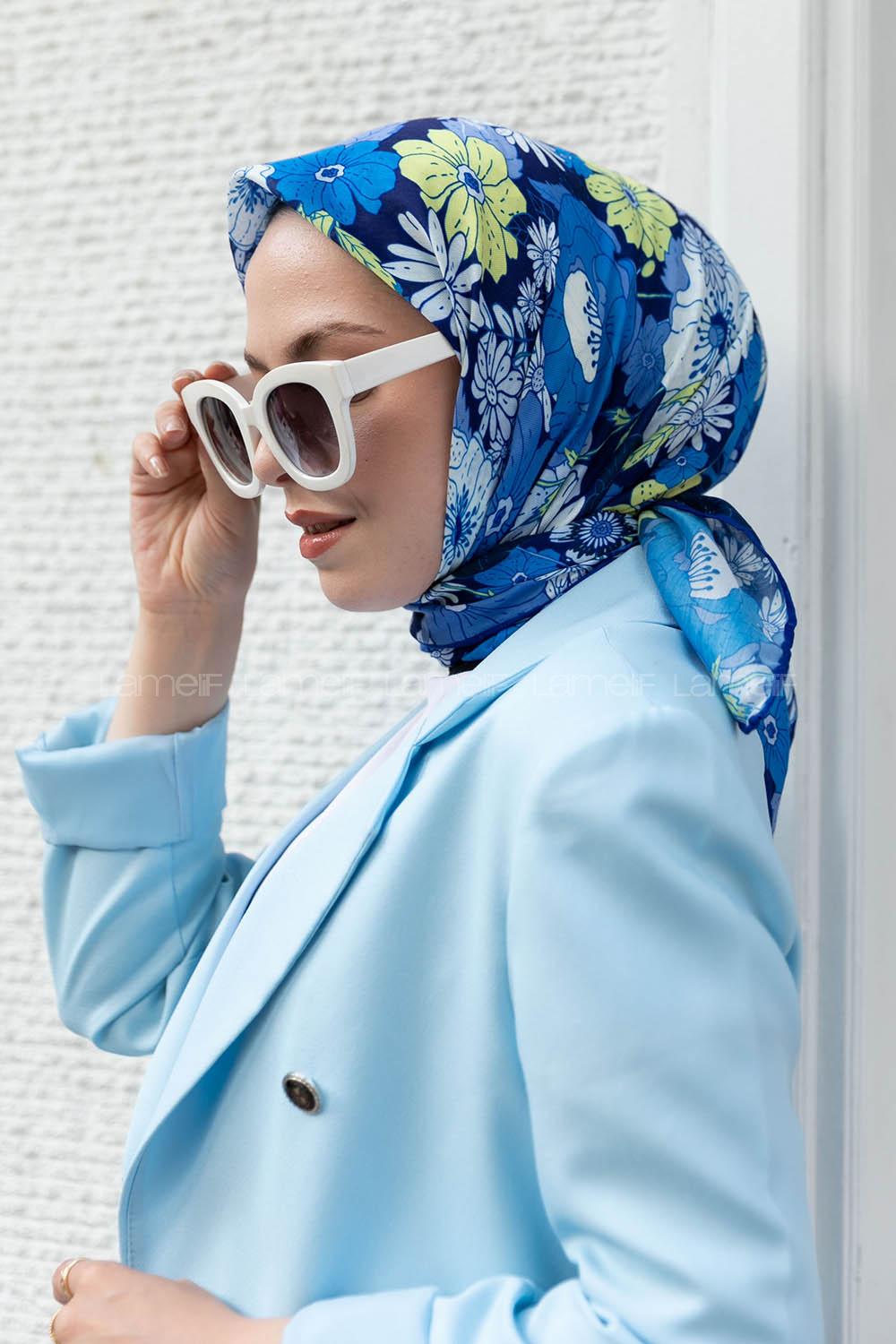 Saxe Cotton Fabric Straight Shawl