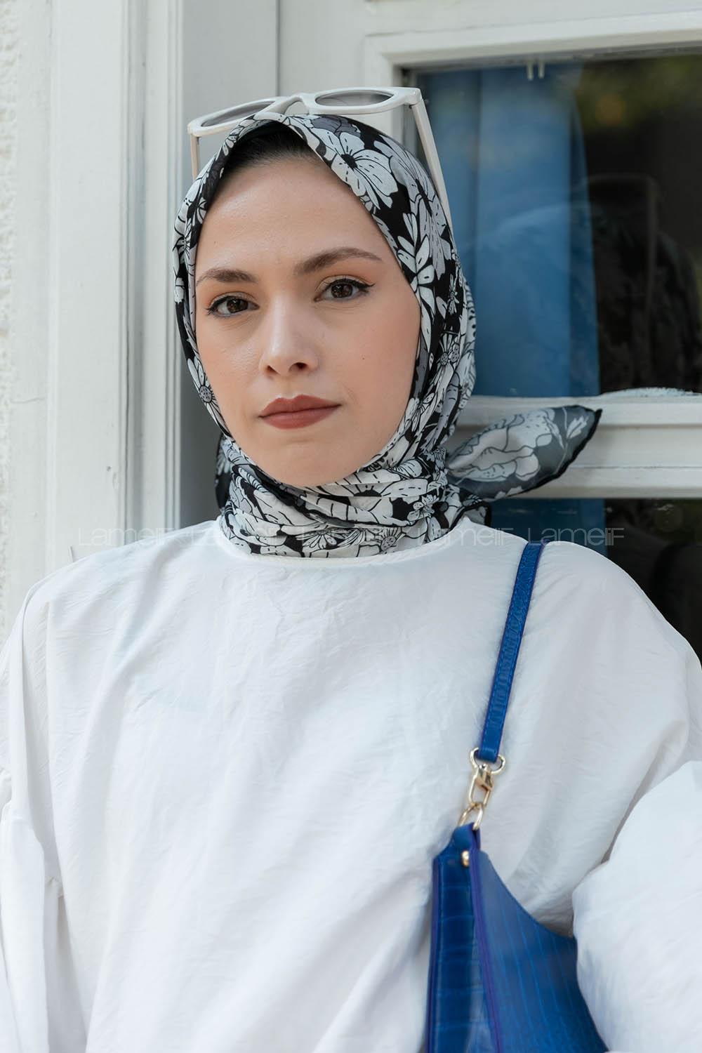 Black Cotton Fabric Straight Shawl