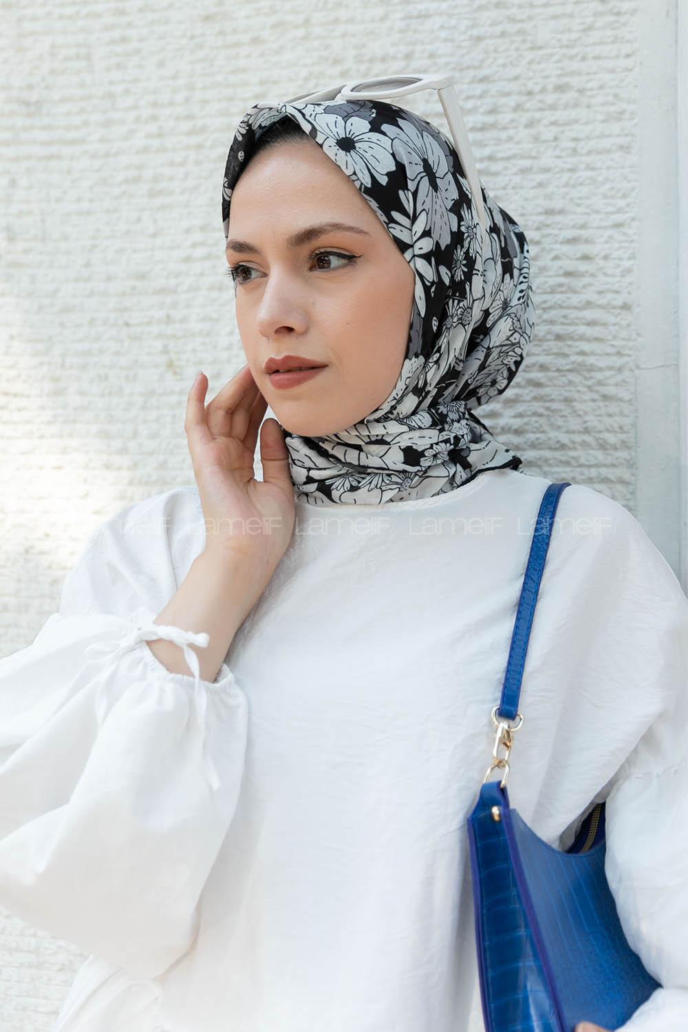 Black Cotton Fabric Straight Shawl