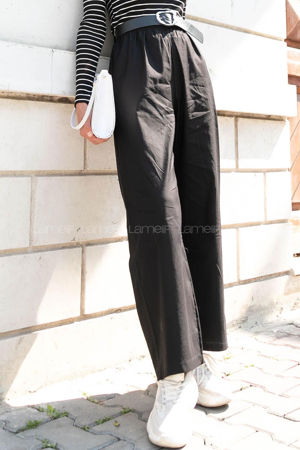 Black Viscose Fabric High Waist Comfortable Pants