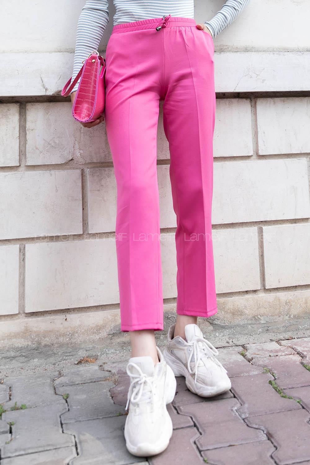 Candy Pink Viscose Fabric High Waist Material Pants