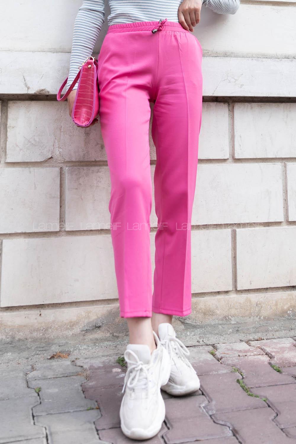 Candy Pink Viscose Fabric High Waist Material Pants
