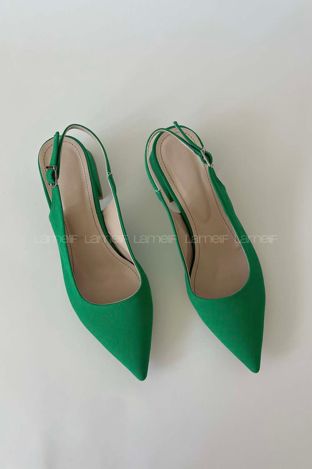 Green Heeled Fabric Shoes