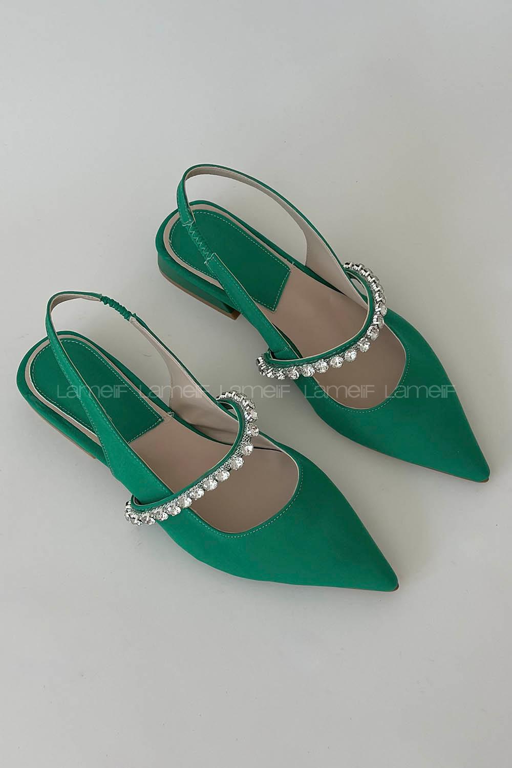 Green Heeled Fabric Shoes
