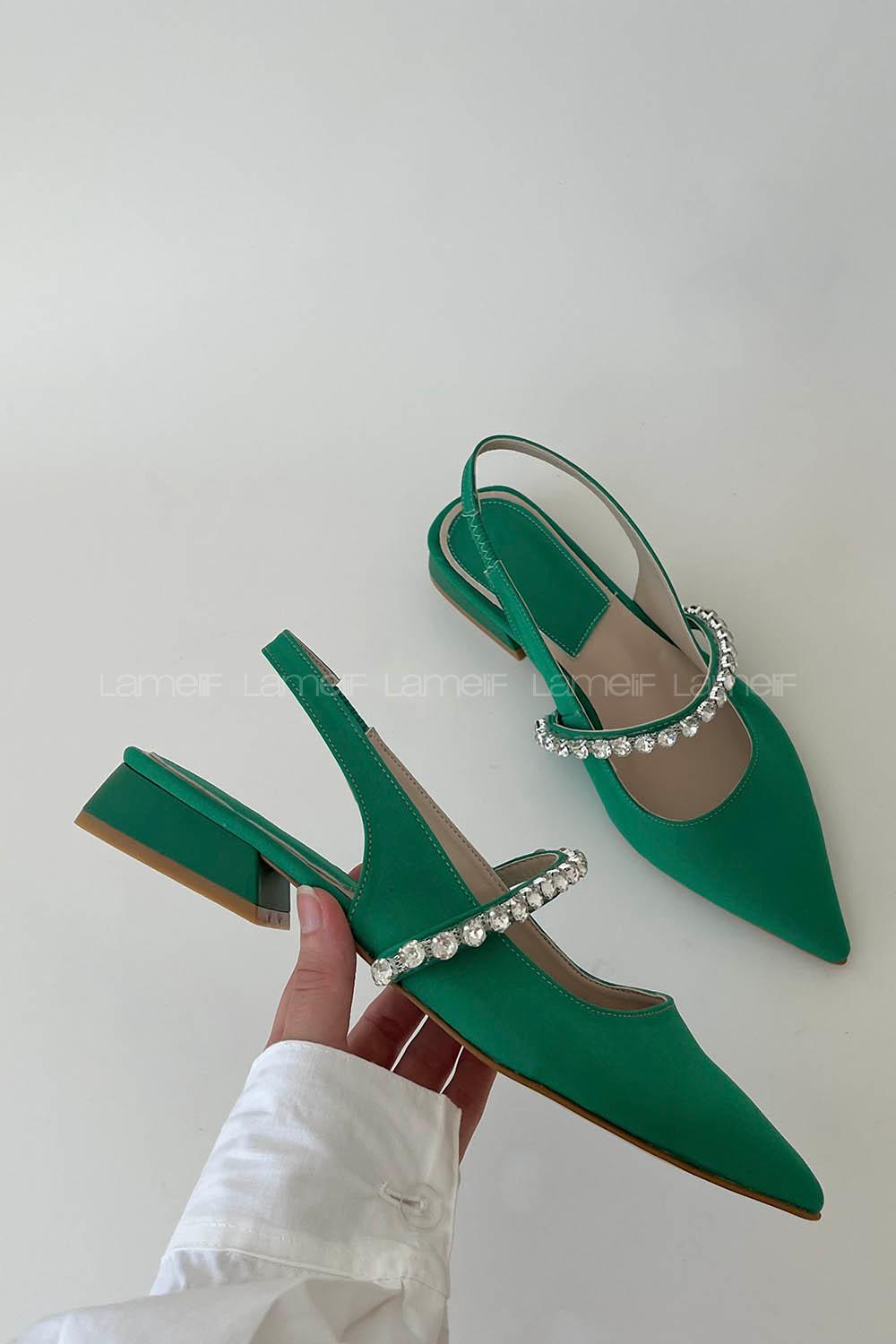 Green Heeled Fabric Shoes